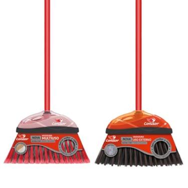 Imagem de Kit Limpeza Completo 1 Vassoura Varre Fácil 1 Vassoura Piaçava Externa Com Cabo Condor