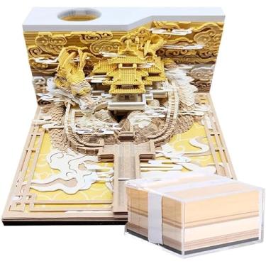 Imagem de Blocos De Notas Para Escultura Em Papel Modelo 3d, Calendário 3d 2024, Calendário De Tempo 2024, Suporte Para Caneta Dragon Pads, Decoração De Mesa Rasgável, Yellow