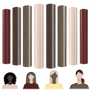 Imagem de HTVRONT Transferência De Calor Em Vinil Para Tom Pele - 9 Peças 4 Cores Htv Marrom, 3D Camisetas 12 X 10 Pol. Cricut E Silhouette Cameo