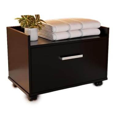 Imagem de Armario Gabinete Para Banheiro Lavabo Com Gaveta E Rodinhas(Preto)