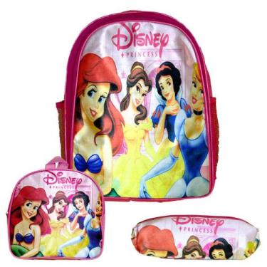 Imagem de Mochila Feminina Infantil Costas Princesas Lancheira Estojo - TOYS 2U
