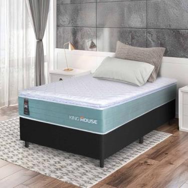 Imagem de Conjunto Box Preto Lagos Verde Molas Ensacadas Solteiro 96x203x66 - King House