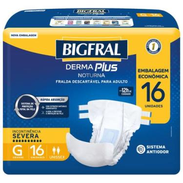 Imagem de Fralda Geriátrica Derma Plus Noturna BigFral G 16 unidades