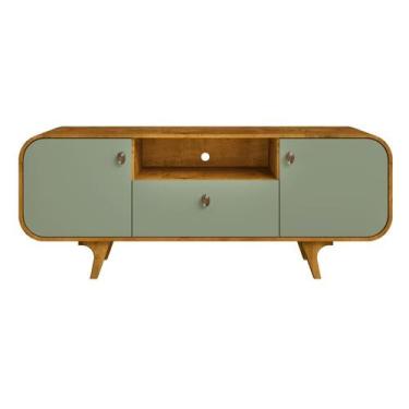 Imagem de Rack Tv 55 Pol Noronha 2Porta 1G Naturalle Pistache Bechara - Móveis B