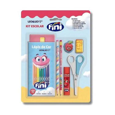 Imagem de Kit Escolar Completo Fini Lápis De Cor Borracha Apontador - leo&leo