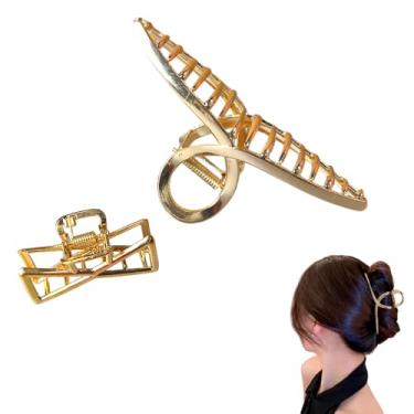 Imagem de Kit 2x Piranha Prendedor De Cabelo Metal Piranha Presilha Metal Dourada Vintage Luxo Feminina Elegante Mulheres Menina