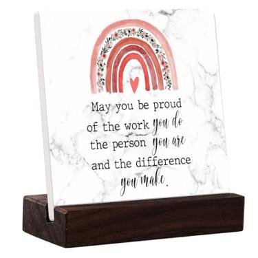 Imagem de CIHUBS Presentes De Agradecimento Para Mulheres, Assistentes Administrativos, Homens, Decoração Festa Aposentadoria, Placa Cerâmica, Mesa, Sinal Professores, Enfermeiros, Colegas Trabalho (Arco-Íris