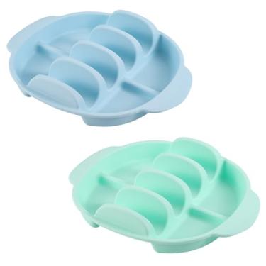 Imagem de Conjunto com 2 Suportes de Silicone para Taco, Bandeja Reutilizável com Divisórias, Compatível Lava-Louças & Micro-ondas para Tacos Macios & Crocantes
