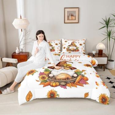 Imagem de Castle Fairy Lindo conjunto de edredom para meninos e meninas, tamanho casal, feliz dia de Ação de Graças, decoração de quarto de adolescentes, outono e girassóis, roupa de cama macia de microfibra