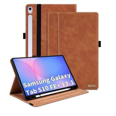 Imagem de TIPOYOROOS Capa para Samsung Galaxy Tab S10 FE Plus 13,1 polegadas 2025 (SM-X620/SM-X626B) Capa inteligente de visualização multiângulo com bolso, couro PU executivo com compartimento para cartão