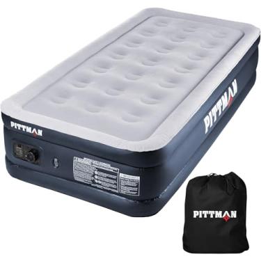 Imagem de Pittman Outdoors Colchão de ar inflável duplo de 45,7 cm, altura confortável, nunca vaza, com bomba de ar elétrica embutida. Colchão de ar luxuoso ideal para hóspedes, acampamento, casa e muito mais.