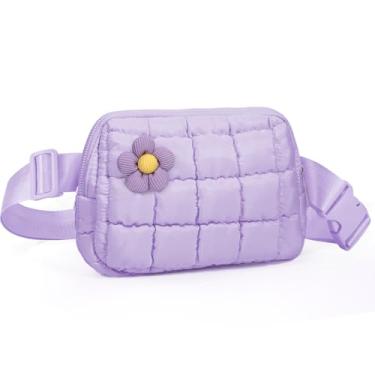 Imagem de Bolsa tiracolo inchada para meninas - 4 5 6 7 8 9 10 11 12 anos menina aniversário volta às aulas bolsa bolsa de presente bonito material moderno, Roxa, Small