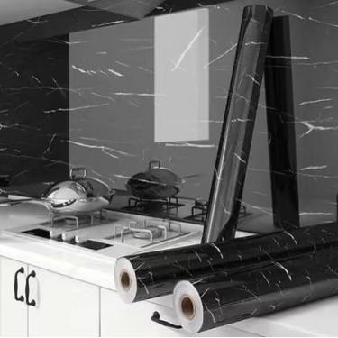 Imagem de Papel de Parede Autoadesivo de Mármore Texturizado, Rolo de 3 Metros x 60 cm, Preto