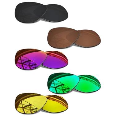 Imagem de SmartVLT Conjunto de 5 lentes de reposição masculinas para óculos de sol Oakley Frogskins OO9013 Pacote S03, Stealth preto, âmbar marrom, ouro 24k, verde esmeralda e sol meia-noite, One Size