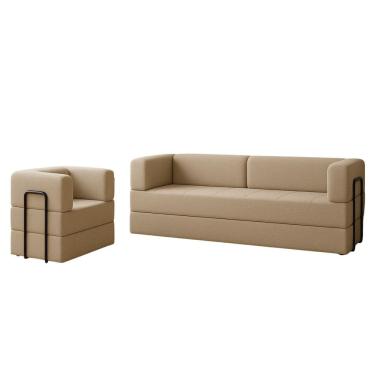 Imagem de Kit Sofá e Poltrona na Caixa Modular Jade Para a Sala