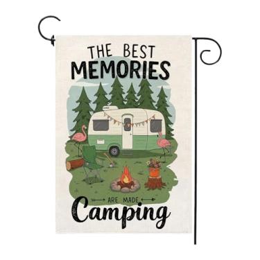 Imagem de The Best Memories are Made Camping Bandeira de jardim 30,5 x 45,7 cm Serapilheira dupla face RV acampamento para festa ao ar livre decoração de quintal