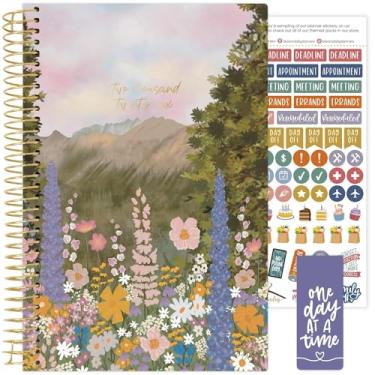 Imagem de bloom daily planners Agenda 2026 (janeiro a dezembro) Organizador de ano calendário - 14 cm x 21 cm - Agenda semanal e mensal com adesivos e marcador de página - Wildflower Mountainside