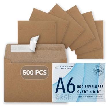 Imagem de Envelopes MOS A6 Kraft 4,75 x 16,5 polegadas, pacote com 500 — Envelopes de convite pesados autoselados marrons para cartões comemorativos, cartões de presente, casamentos, correspondências comerciais