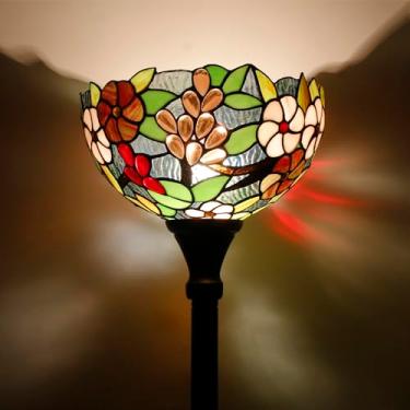 Imagem de AVIVADIRECT Luminária De Chão Tiffany Torchiere, Estilo Uva Roxa, Com Vitral, Canto, 12X12X72" Para Quarto, Sala Estar, Escritório E Casa