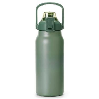 Imagem de Garrafa Térmica De Grande Capacidade 1.2L 1.7L De Aço Inoxidável De Água Vácuo Quente E Fria C/Alça(VERDE ESCURO,1200ml (1,2L))