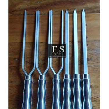 Imagem de Espetos para churrasco kit 6 espetos 60 cm em alumínio para churrasco