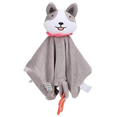 Imagem de Cobertor de segurança para bebês de 3 anos ou menos, cobertor de algodão macio com personagem animal, travesseiro de dentição para crianças, brinquedo de pelúcia confortável para crianças (filhote