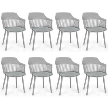 Imagem de Kit 8 Cadeiras de Jantar Estofada Marcela - Cinza - Magazine Decor