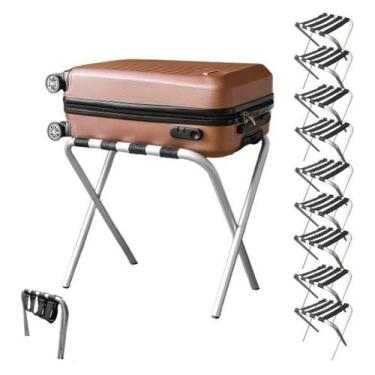 Imagem de Kit 10 Suporte De Mala Alumínio Para Hotel Pousada Bagagem Maleiro Dob