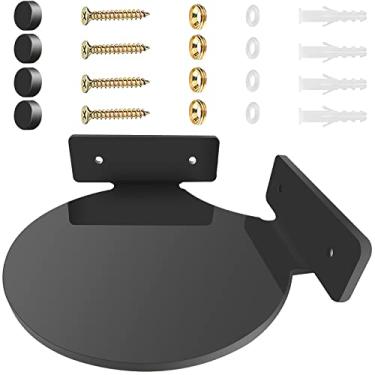 Imagem de SHTCSZBA Suporte de prateleira de canto circular para monitores de bebê, alto-falantes pequenos, câmeras de segurança, plantas pequenas, suporte universal de itens pequenos (preto)