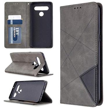 Imagem de HONGYAN Capa de telefone Para LG K61 Rhombus Texture Horizontal Flip Capa de Couro Magnético com Suporte e Slots de Cartão e Carteira Capa protetora
