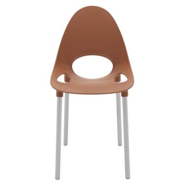 Imagem de Cadeira Tramontina Elisa Em Polipropileno Terracota Com Pernas De Alumínio Anodizado