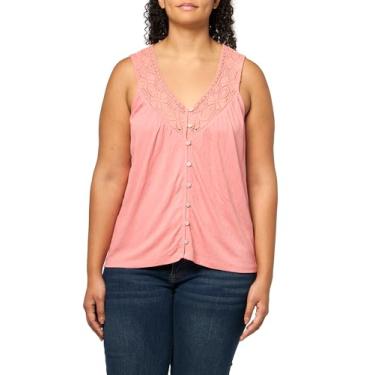 Imagem de Lucky Brand Regata feminina com acabamento em renda, Flor de pêssego, XP