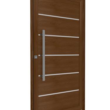 Imagem de Porta de Alumínio Pivotante Lambri 215cm X 105cm Friso e Puxador de 80cm Lucasa Ideale Marrom