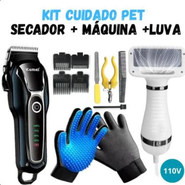 Imagem de Secador 2 em 1 Profissional + Máquina Tosa 1991 e Luva Ajustável Azul 