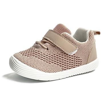 Imagem de Newsonet Sapatos de bebê meninos meninas primeira caminhada respirável antiderrapante tênis andador sola macia 6 9 12 18 20 24 meses, A cáqui, 18-24 Months Toddler