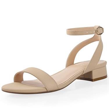 Imagem de Ankis Sandálias femininas pretas nude brancas vermelhas confortáveis para caminhada com tiras abertas sandálias femininas elegantes verão 2,5 cm salto baixo plano ajustável tira no tornozelo sapatos
