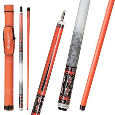 Imagem de CUEDESG Taco de sinuca de fibra de carbono, taco de sinuca rosa/azul/verde/laranja com estojo, bastões de sinuca para adultos, taco de sinuca de 10,5 mm, Pro Taper 11,8 mm/12,5 mm de fibra de carbono