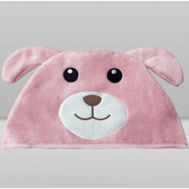 Imagem de Toalha de Banho Baby com Capuz Laço Bebê Animada (Cão Rosa)