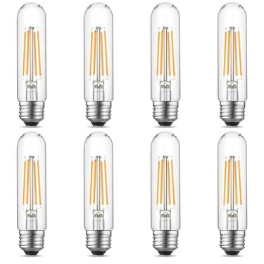 Imagem de Gozelux Lâmpada LED regulável E26 6W igual a 60 Watt branco quente 2700K E26 Edison AC120V 750LM lâmpada LED tubular T9 T10 para pingente rústico, lustres, arandelas de parede, pacote com 8