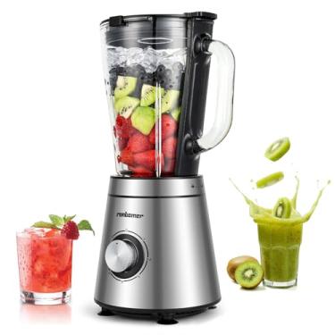 Imagem de Ranbomer Liquidificador, liquidificadores para cozinha, liquidificador de vidro para shakes e smoothies, gelo, frasco de vidro de 1,5 l, mostrador rápido simples, 6 lâminas de aço inoxidável