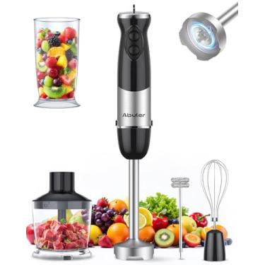 Imagem de Liquidificador de imersão portátil 1000W 5 em 1 vareta com fio para cozinha com 12 velocidades, sem BPA, copo de mistura, picador, batedor, espumador de leite, emulsionante perfeito para sopa, comida