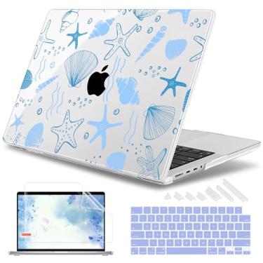 Imagem de May Chen Capa para M4 MacBook Pro de 14 polegadas A3112 A3401 Max A3185, M3 A2918 A2992, M2 A2779 M1 A2442, 2024 2023 2022 versão 2021, capa rígida de plástico com teclado Capa, estrela do mar