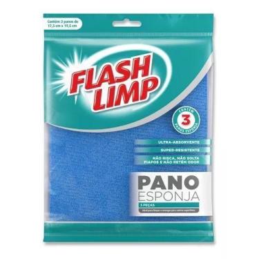 Imagem de Pano Esponja Multiuso Ultra Absorvente Com 3 Pcs, Flash Limp - flashli