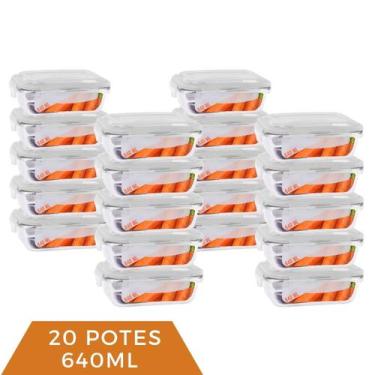Imagem de Pote Vidro 640ml Marmita Tampa Hermética 4 Travas 20 Unidade - Casa Li