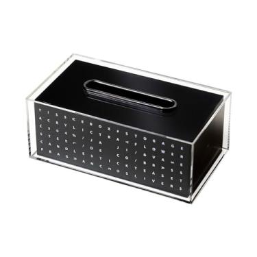 Imagem de Porta-lenços de papel preto acrílico caixa de lenços retangular mesa de jantar armazenamento caixa de lenços mesa de centro sala de estar ornamentos lenços cubo porta-caixas