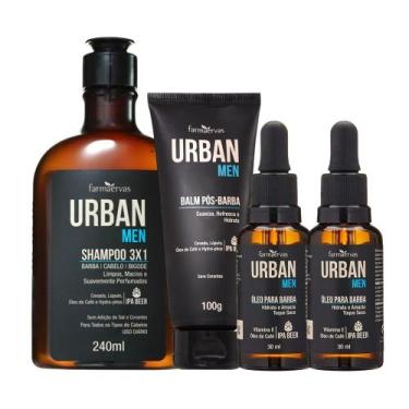 Imagem de Kit Shampoo Masculino 31 Balm Hidratante Pós e 2 Óleos para Barba Urba