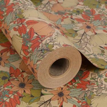 Imagem de Papel de embrulho Aimyoo Kraft Floral 17cm x 18m
