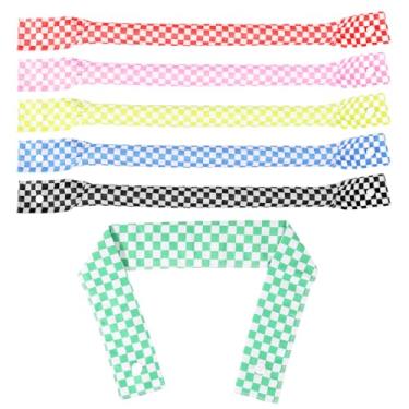 Imagem de 6un Faixas Refrescantes Pescoço, 6 Cores Refrigerador Pescoço com Botão Pressão para Mulheres e Homens Ciclismo Atividades Desportivas Ao Ar Livre No Verão(Estilo de Padrão Xadrez)