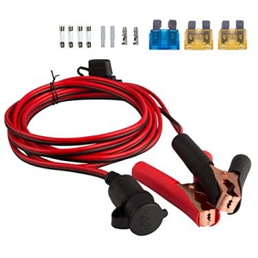 Imagem de DEDC Tomada com clipe para bateria 3 m, 12 V/24 V, cabo adaptador para isqueiro com suporte de fusível para bateria de carro, compressor de ar portátil, inversor de potência, 1 peça