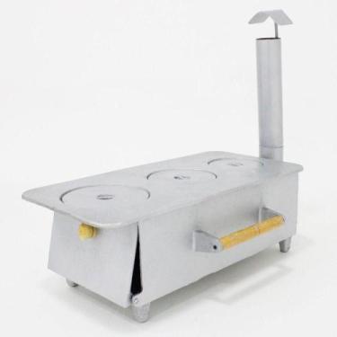 Imagem de Fogão A Lenha Portátil 3 Bocas Cinza - Nossa Kasa